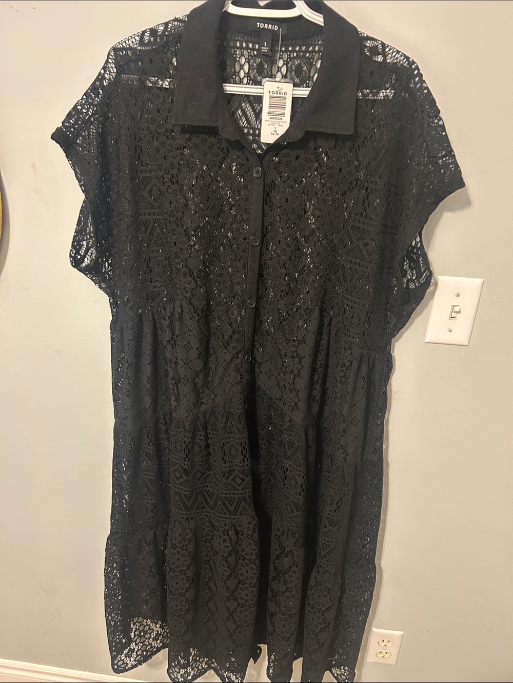 torrid size 1  Black Lace Midi Shirt Dress